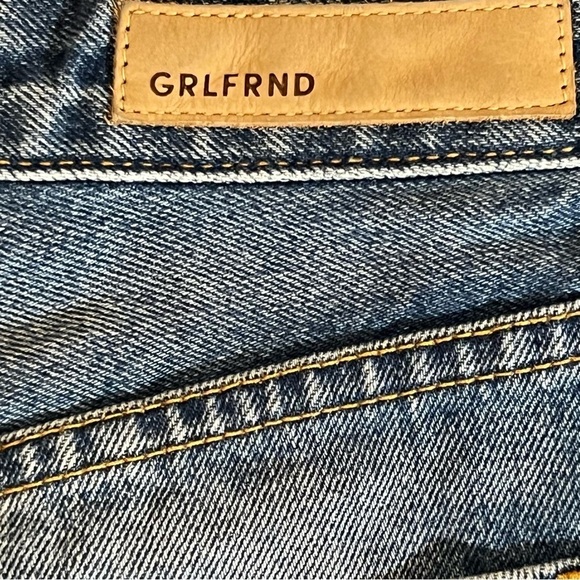 GRLFRND Cindy Button Fly Raw Hem High Rise Cut Off Denim Jean Shorts side slits - Picture 14 of 14